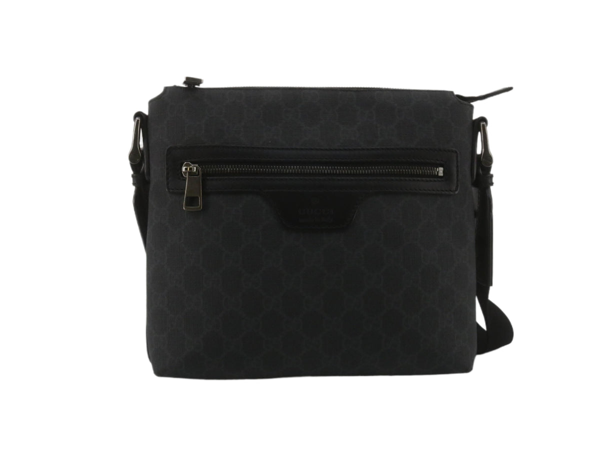 Gucci Front Zip Messenger Black GG 2644
