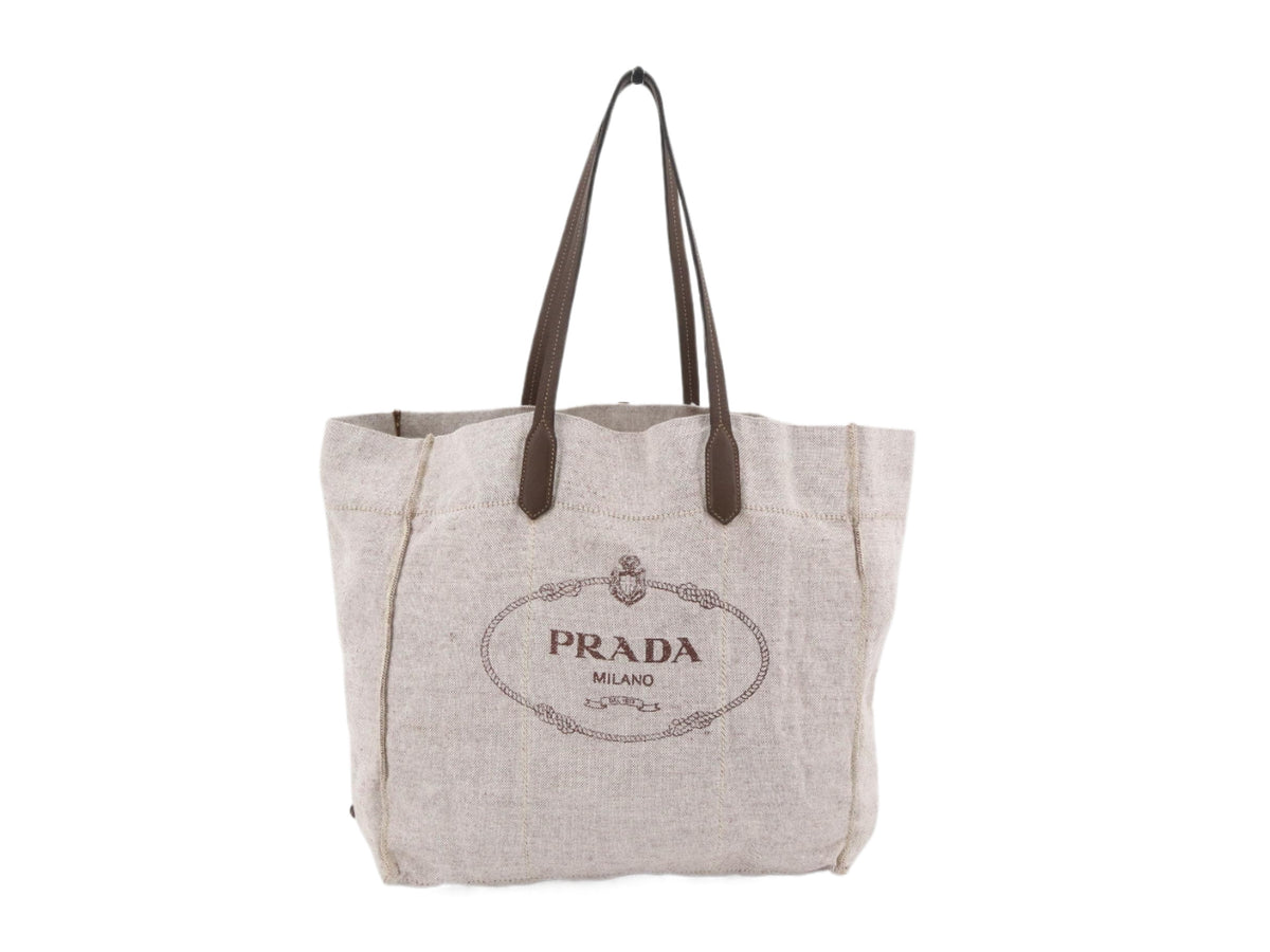 Prada Logo Shopper Tote Grey 2651