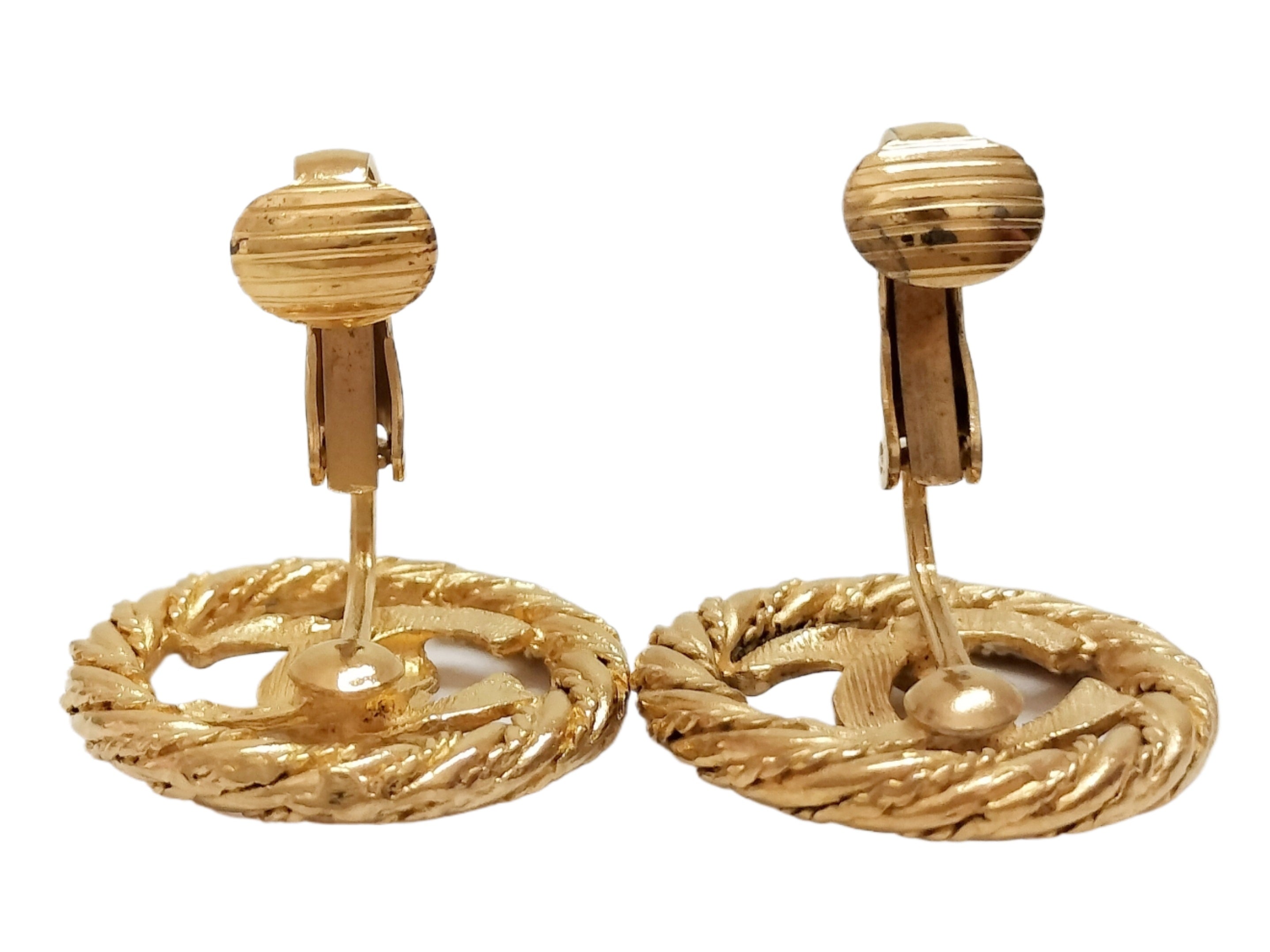 Chanel CC Woven Round Earrings 2657
