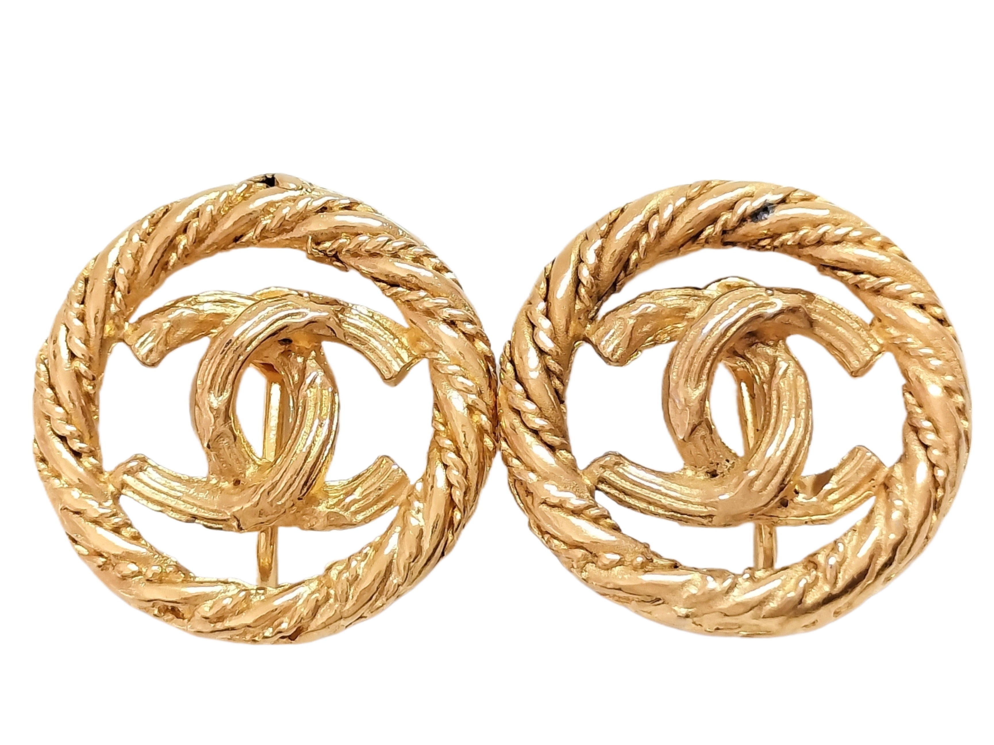 Chanel CC Woven Round Earrings 2657