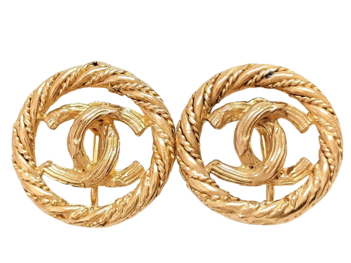 Chanel CC Woven Round Earrings 2657