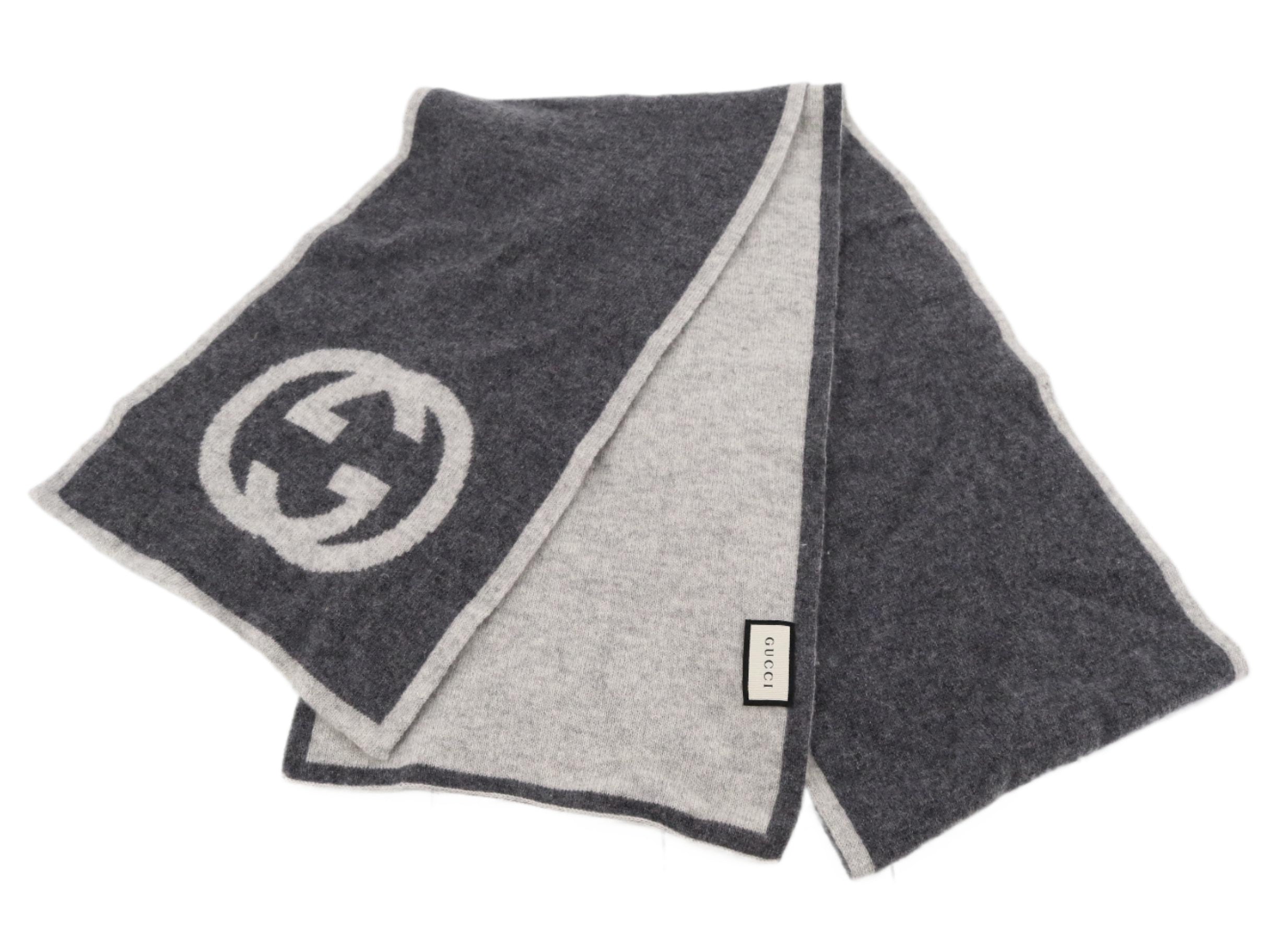 Gucci Muffler Scarf Grey Cashmere 2669