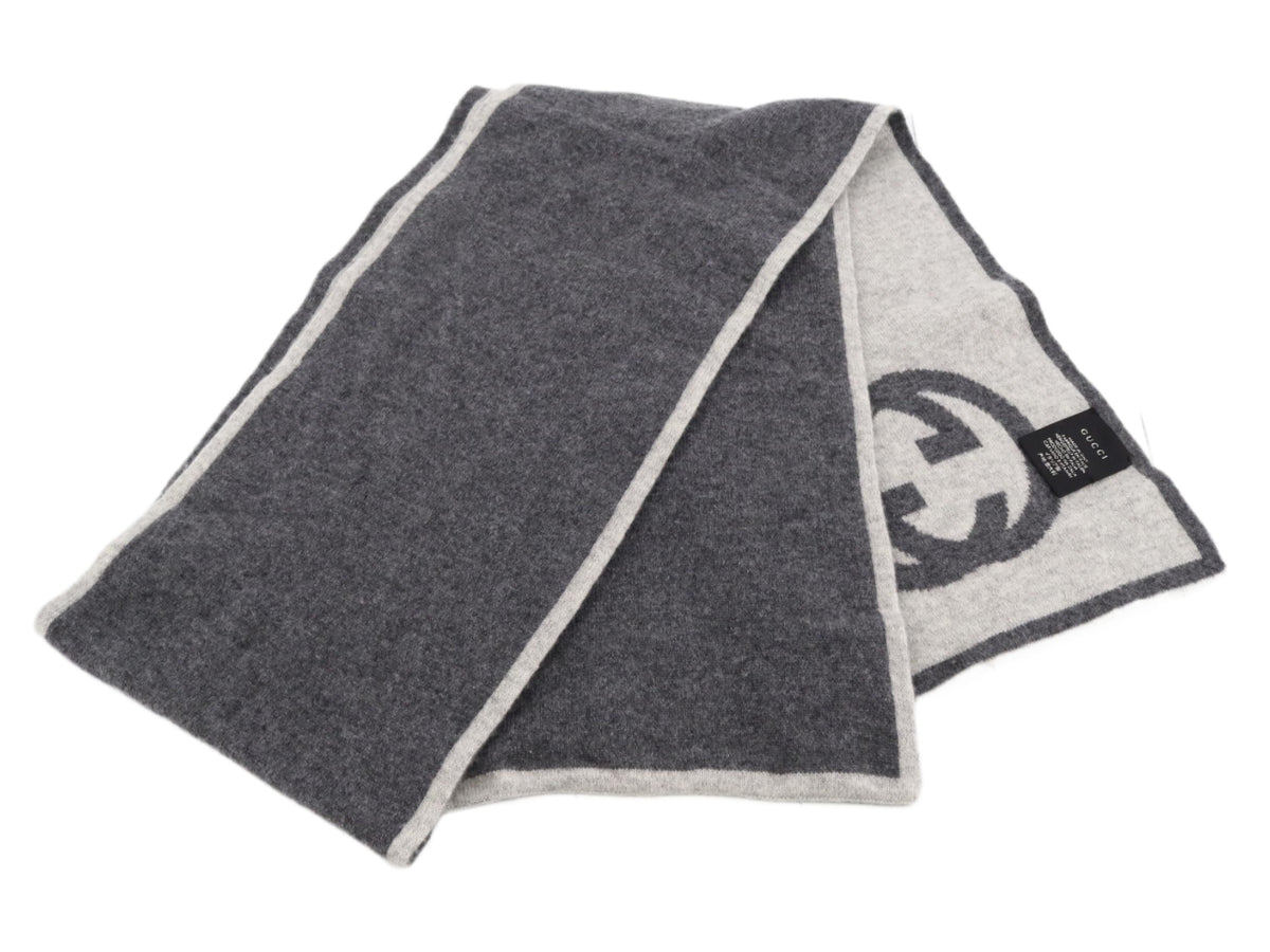 Gucci Muffler Scarf Grey Cashmere 2669