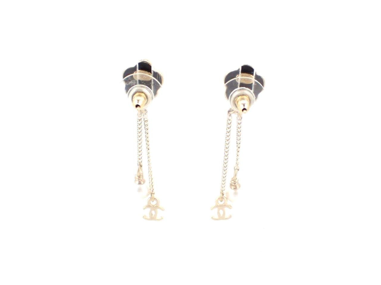 Chanel Camelia Pearl Dangle CC Earrings 2682
