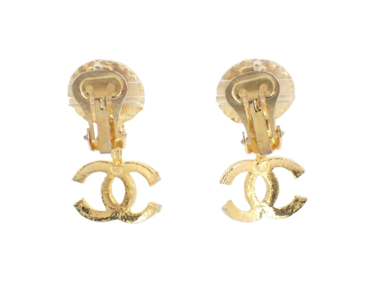 Chanel Icon Series CC Earrings Black Gold 2689