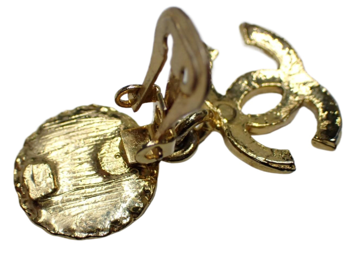 Chanel Icon Series CC Earrings Black Gold 2689