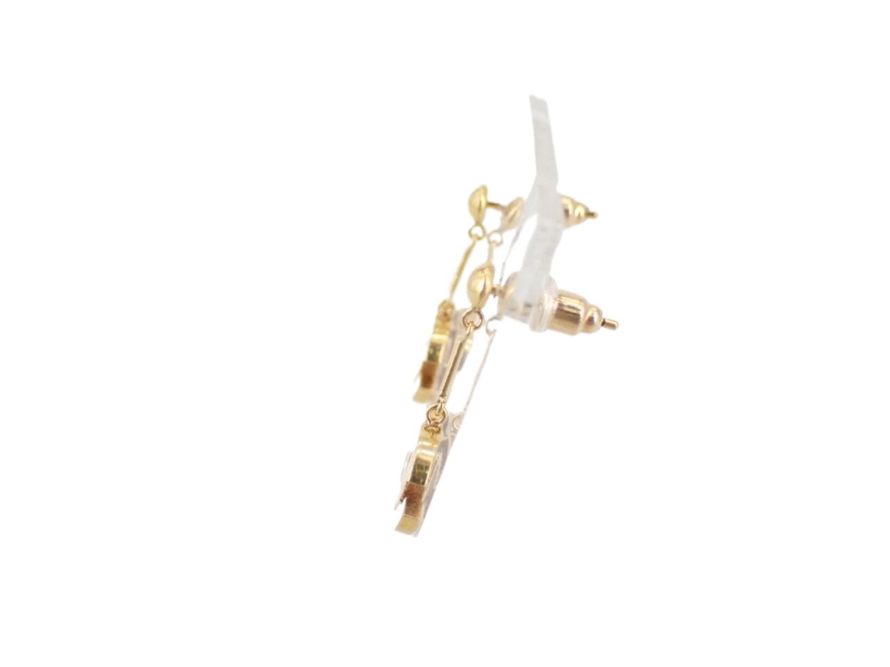 Chanel CC Dangle Stud Earrings Gold 2709