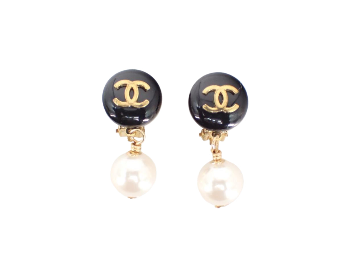 Chanel CC Round Pearl Drop Earrings 2724