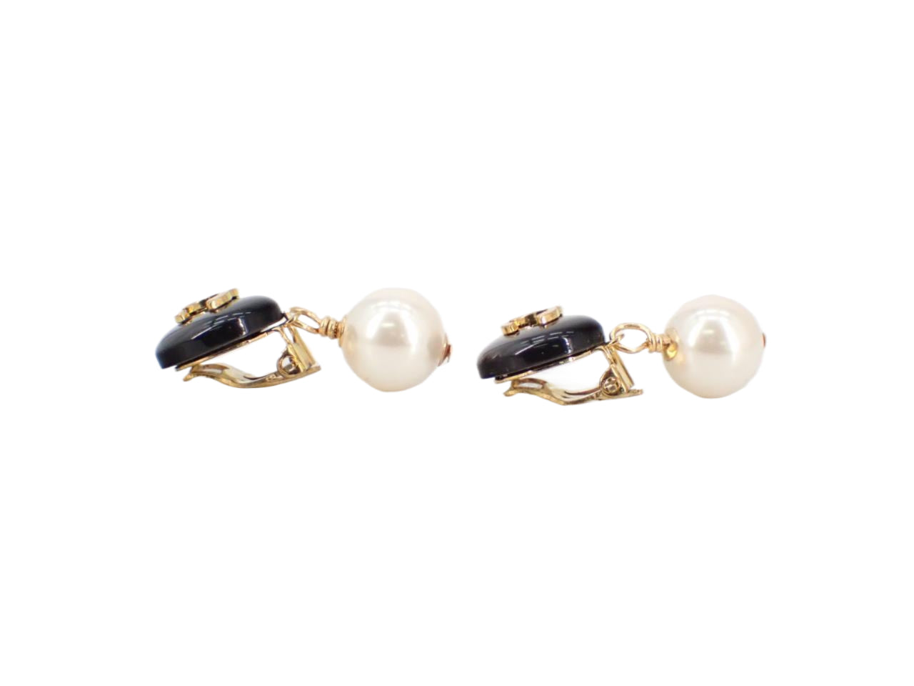 Chanel CC Round Pearl Drop Earrings 2724
