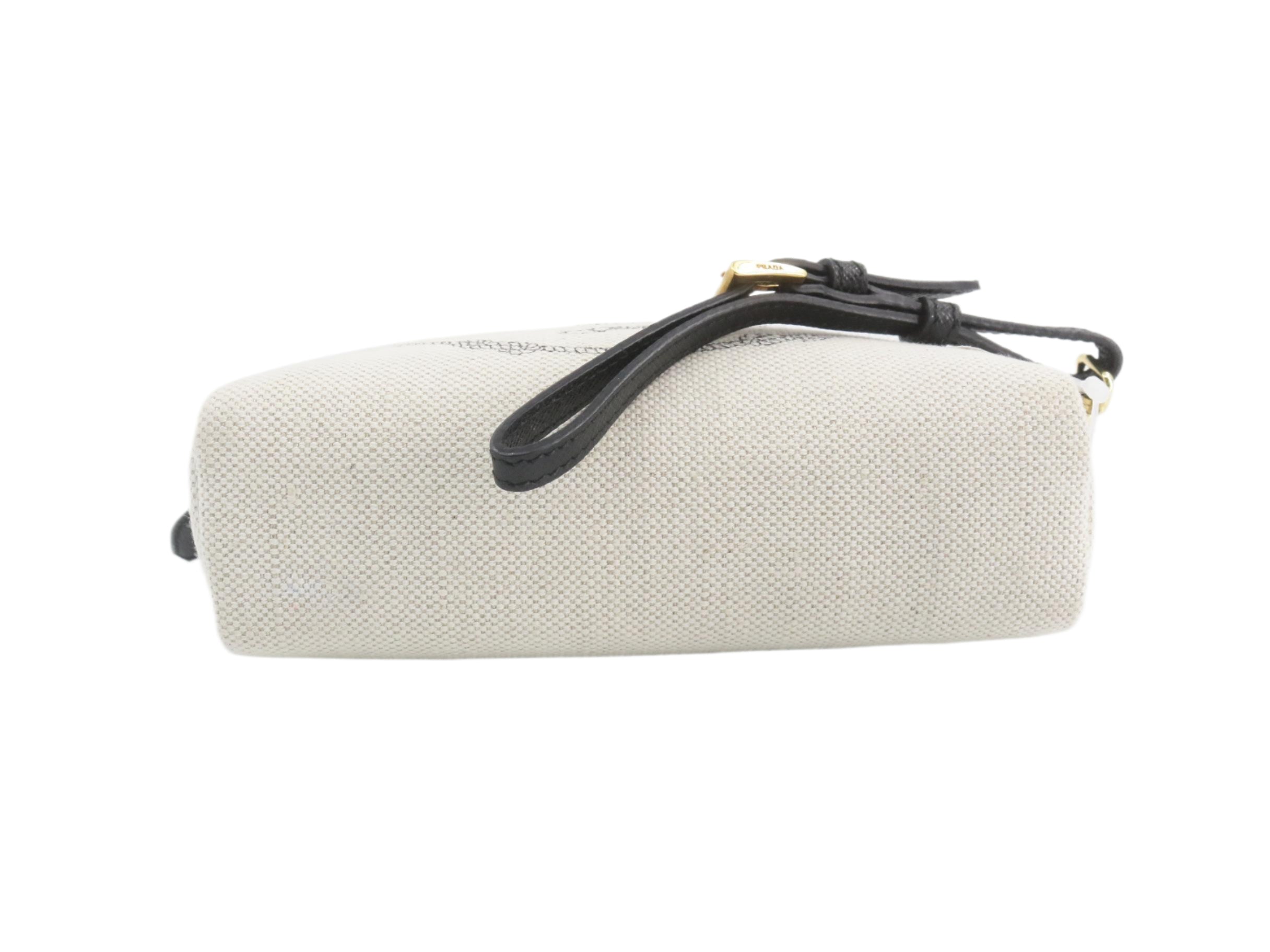 Prada Wristlet Pouch Cream Logo 2813