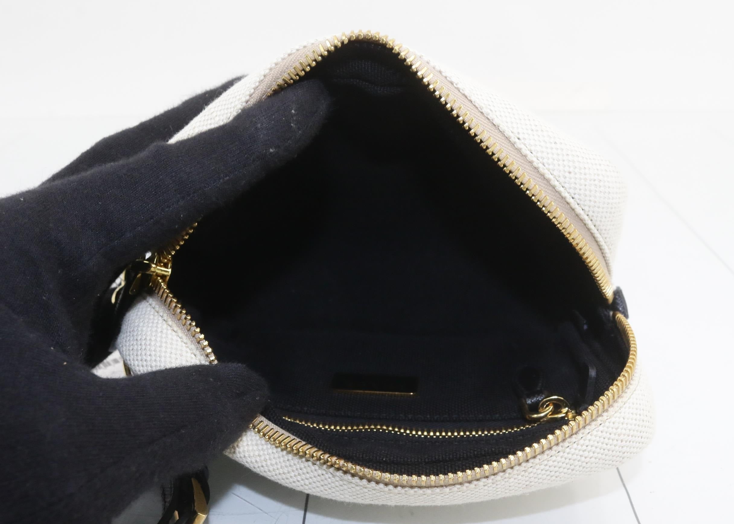 Prada Wristlet Pouch Cream Logo 2813