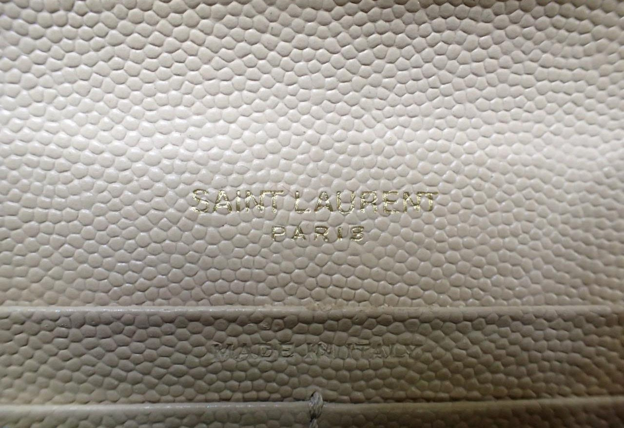 YSL Logo Cassandra Flap Wallet Beige 2817