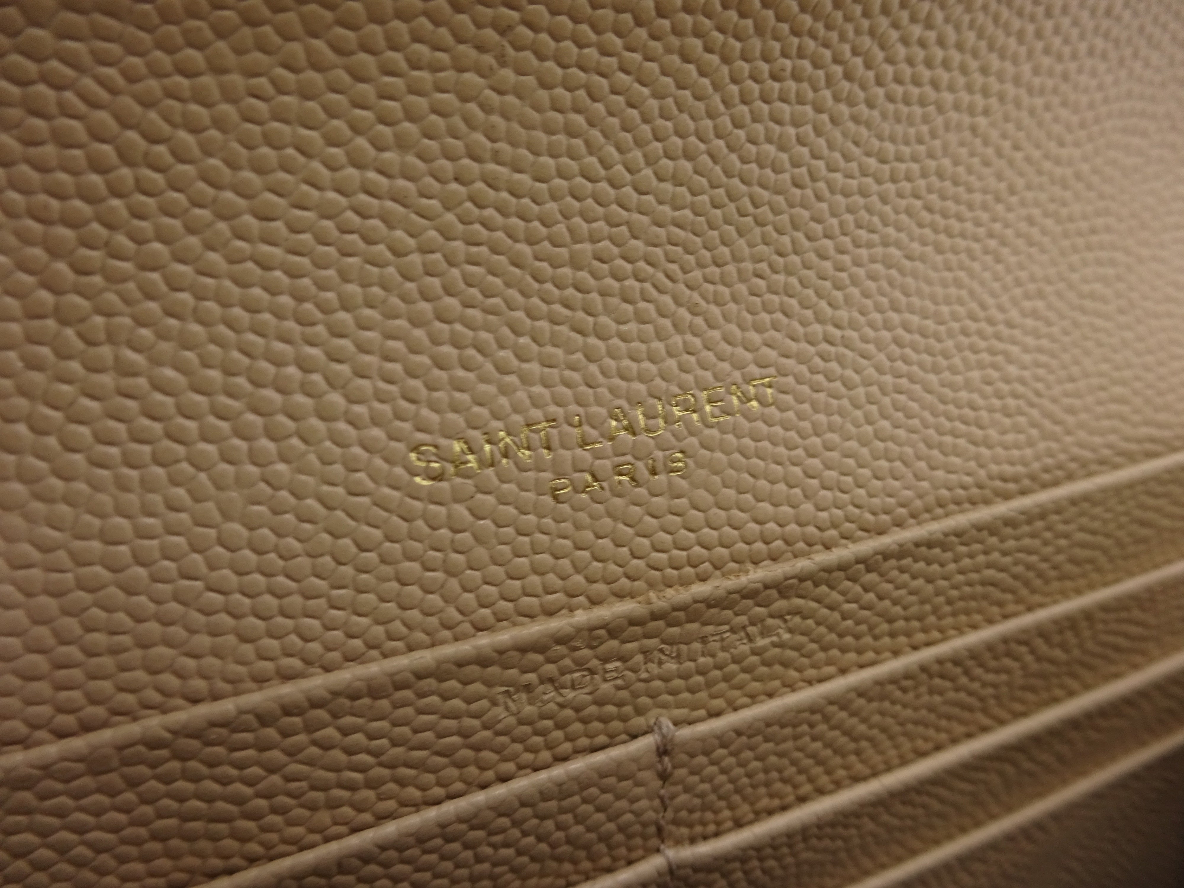 YSL Logo Cassandra Flap Wallet Beige 2817