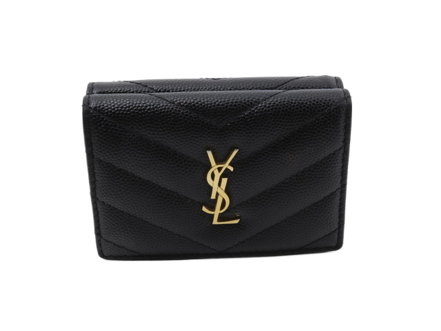 YSL Cassandra Trifold Coin Wallet Black 2857