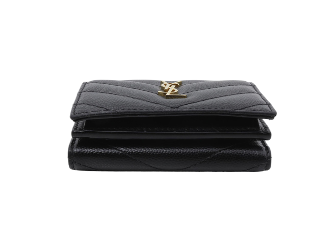 YSL Cassandra Trifold Coin Wallet Black 2857