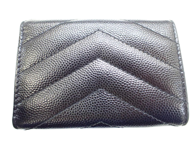 YSL Cassandra Trifold Coin Wallet Black 2857