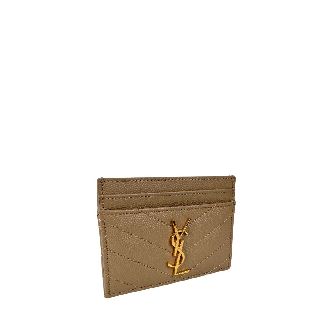 YSL Cassandre Cardholder Dark Beige