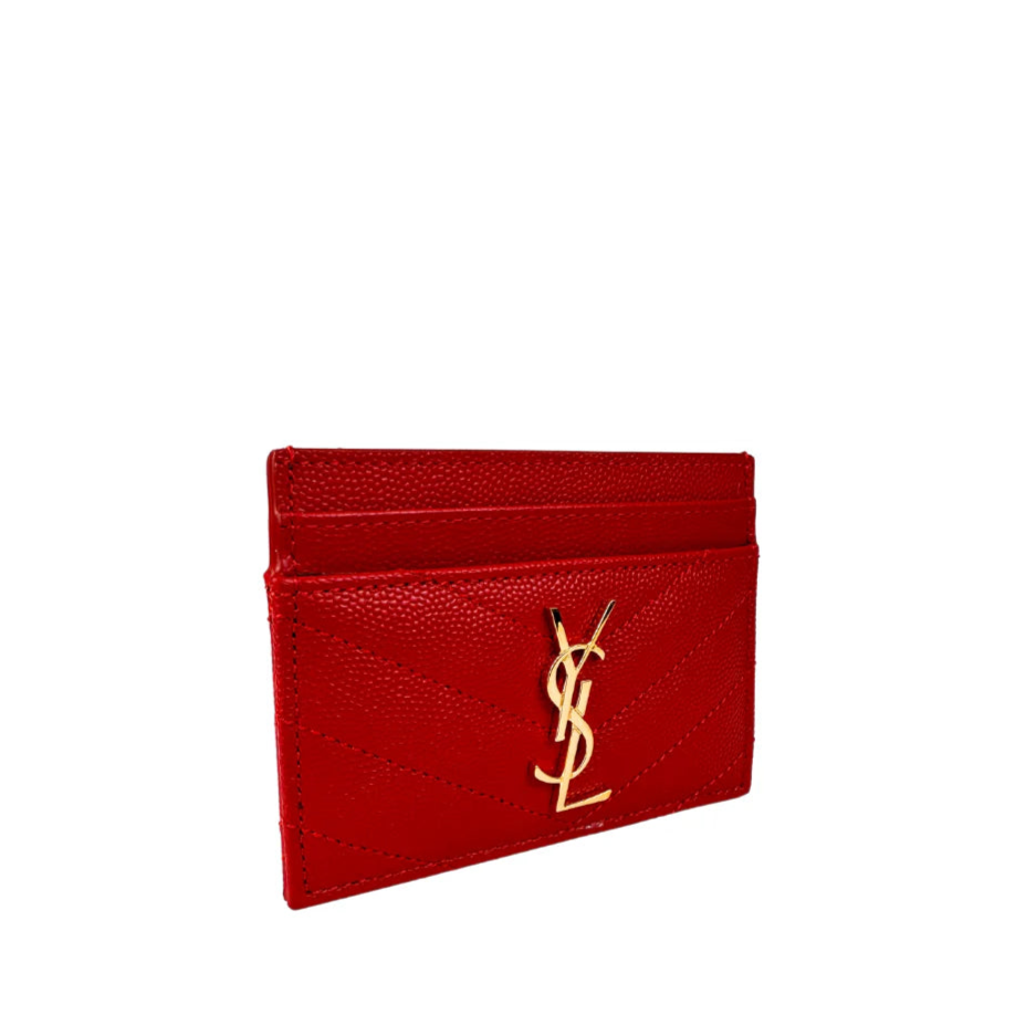YSL Cassandre Cardholder Coral Red