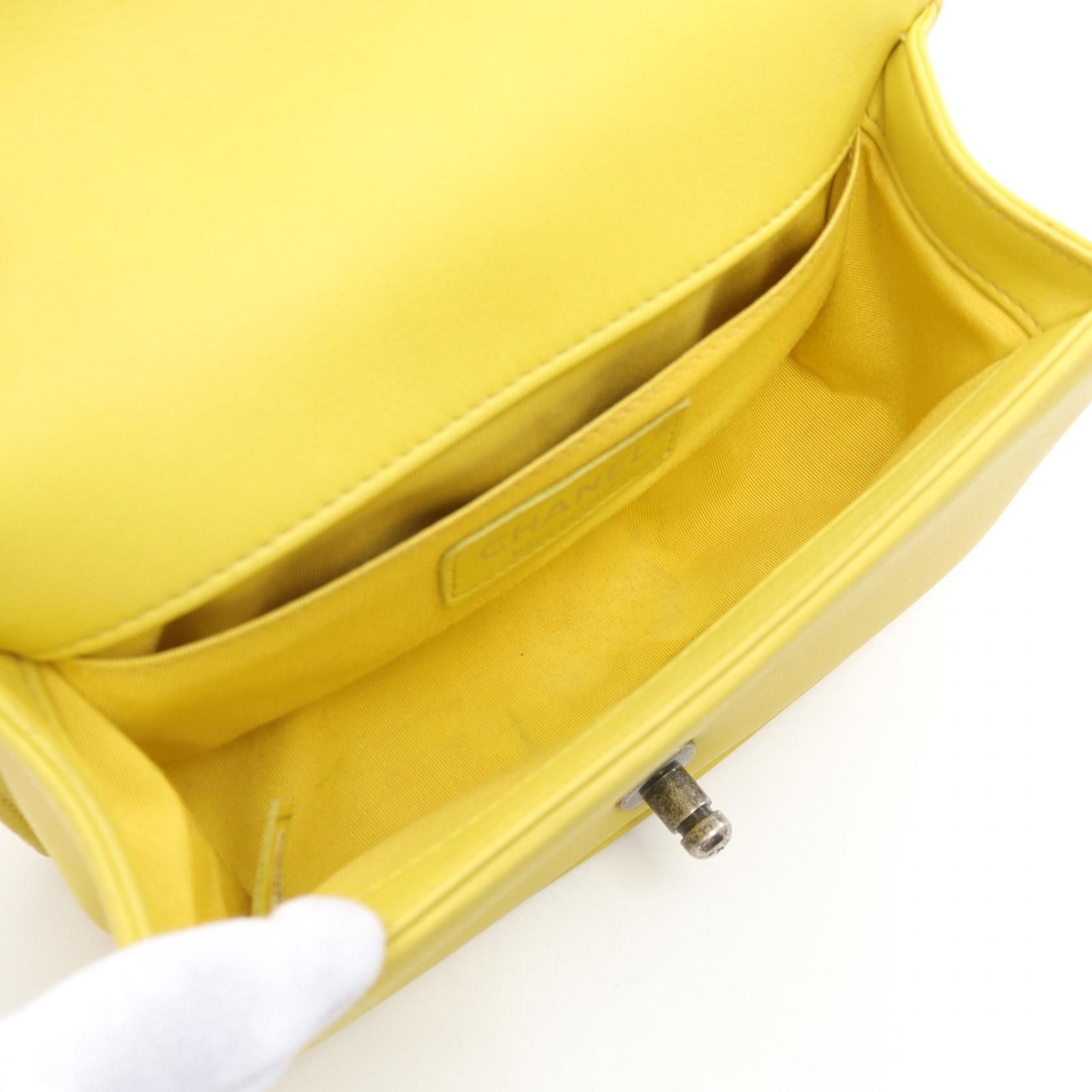Chanel Boy Bag Neon Yellow Lambskin Leather 3083