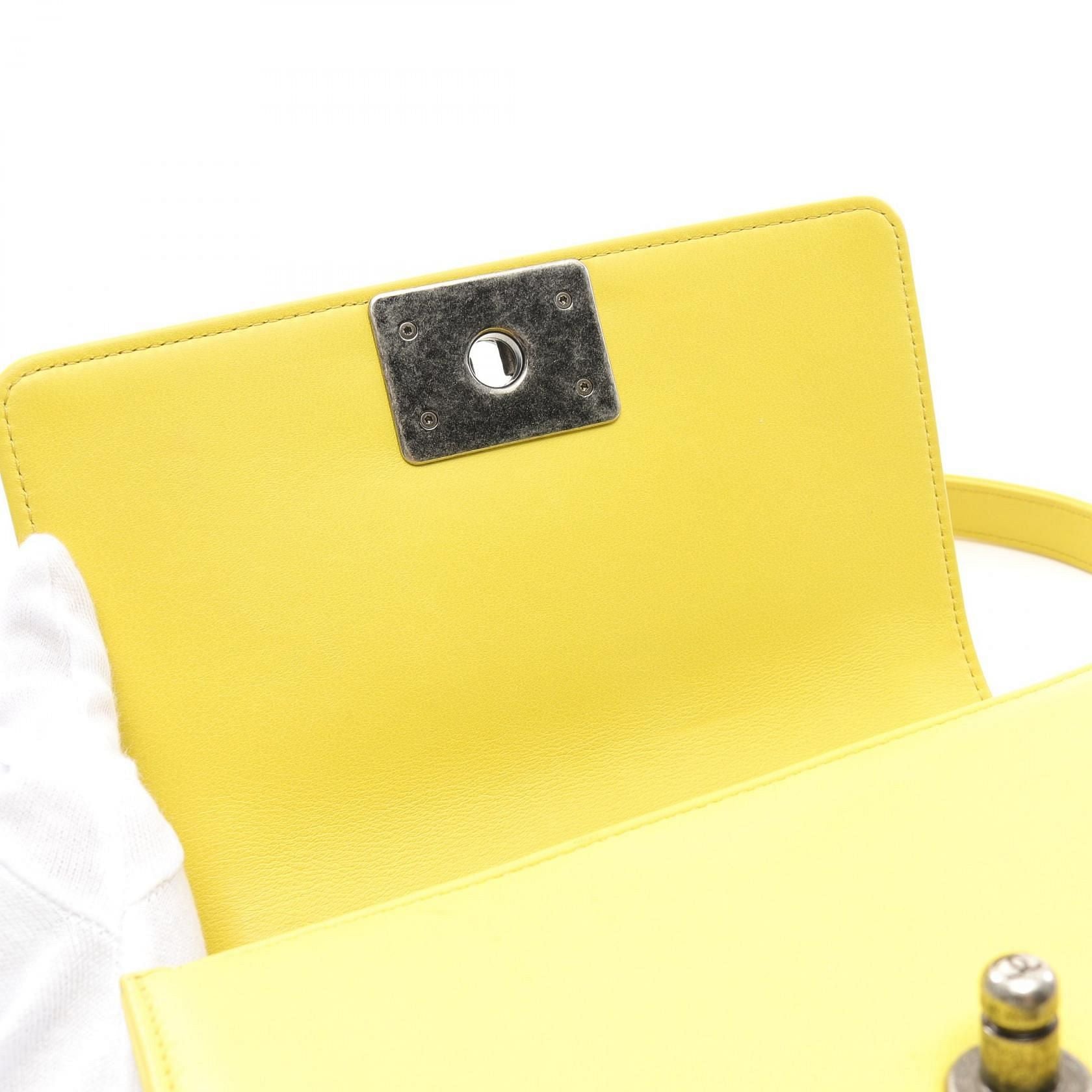 Chanel Boy Bag Neon Yellow Lambskin Leather 3083