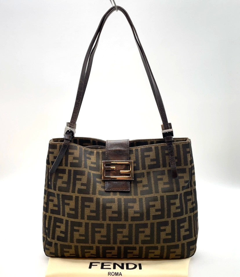 Fendi Mamma Baguette Zucca Canvas Leather 3372