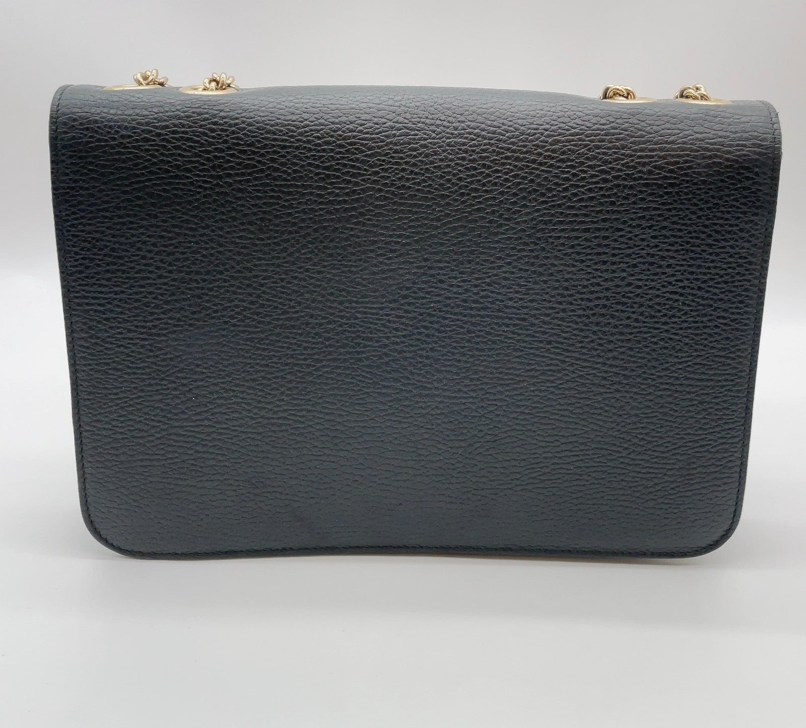Gucci Interlocking G Chain Shoulder Bag Black Leather 3373
