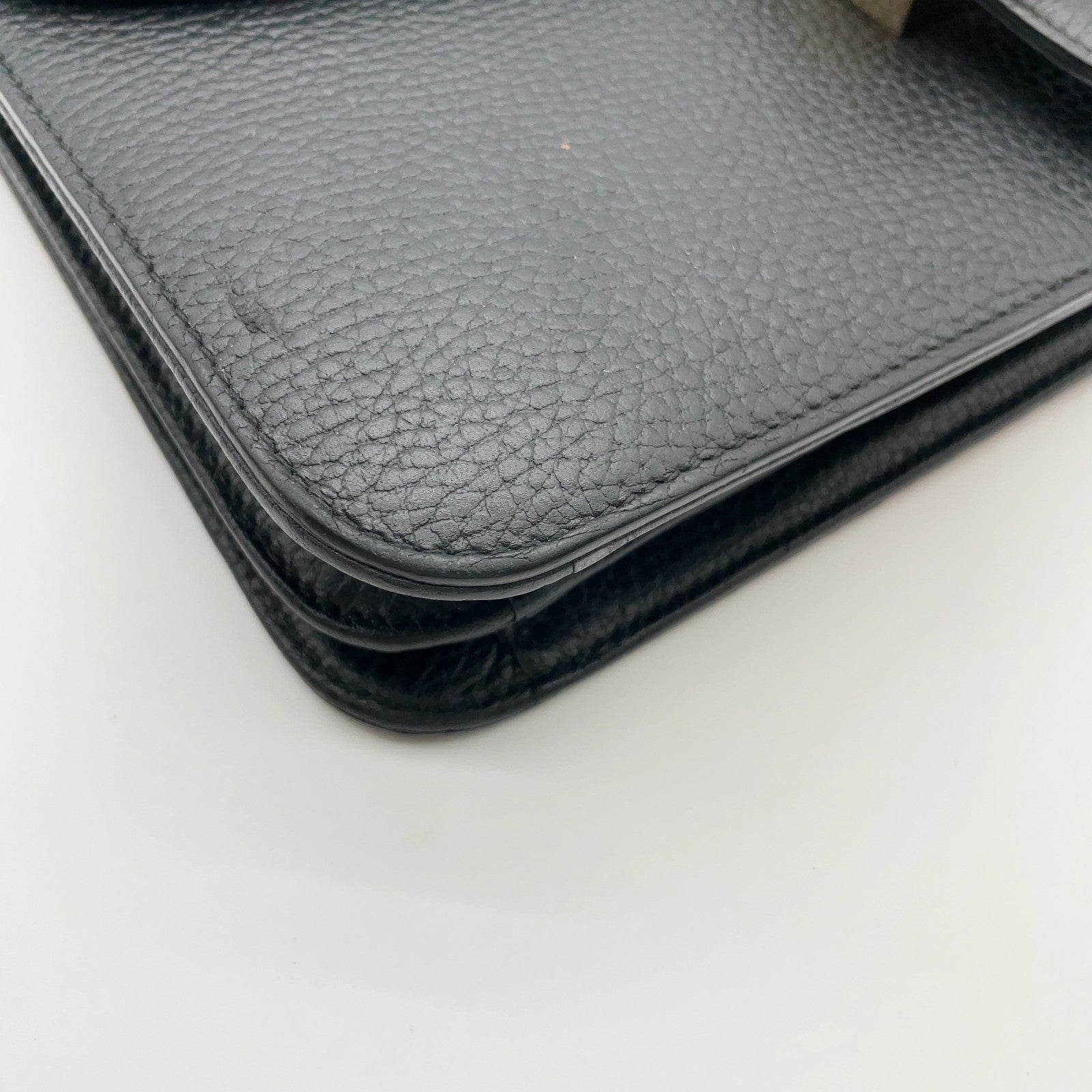 Gucci Interlocking G Chain Shoulder Bag Black Leather 3373