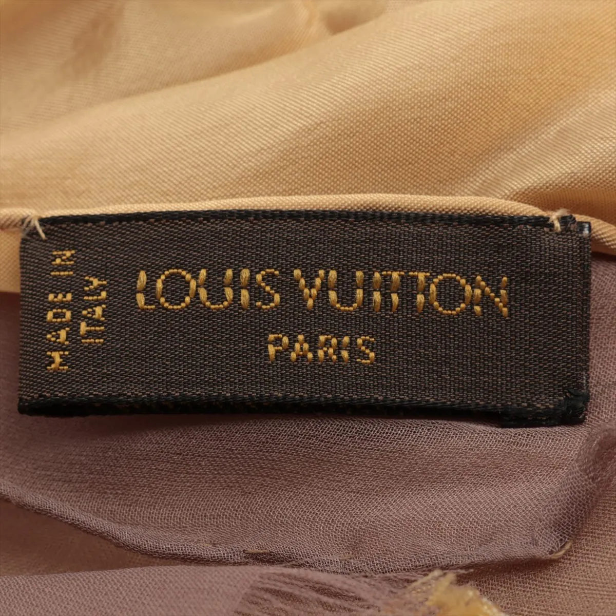 Louis Vuitton Stole Scarf Tan Acetate Silk 3379