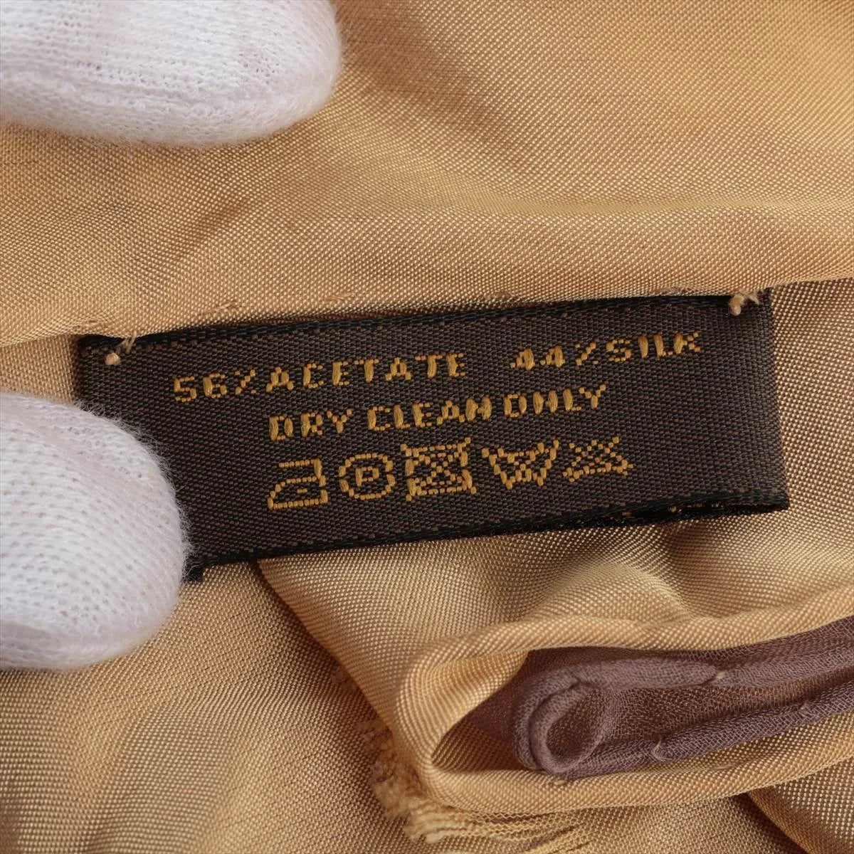 Louis Vuitton Stole Scarf Tan Acetate Silk 3379