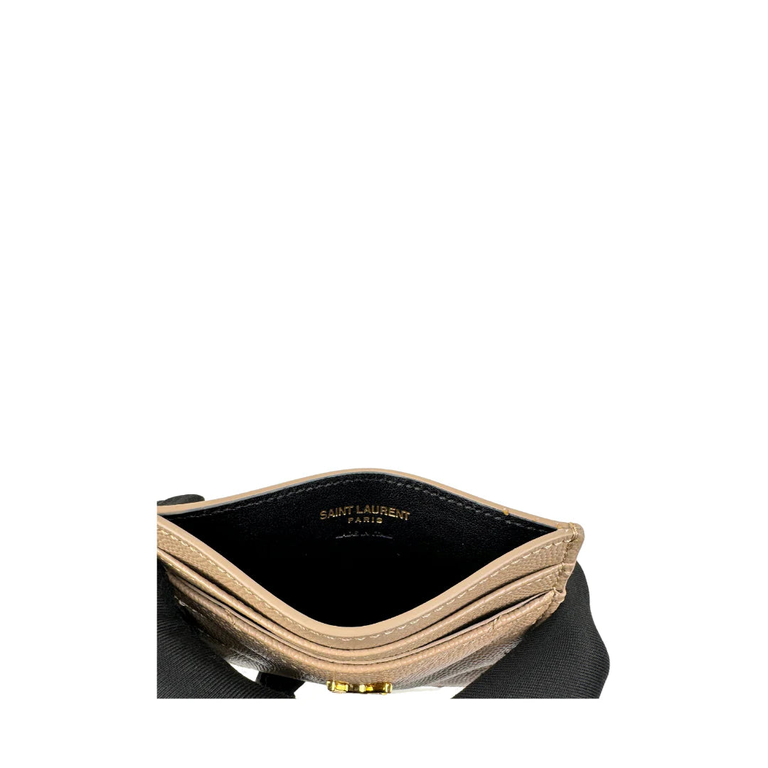 YSL Cassandre Cardholder Dark Beige