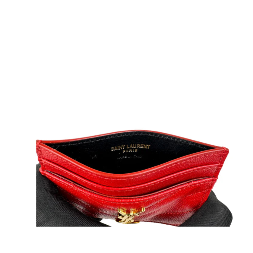 YSL Cassandre Cardholder Coral Red