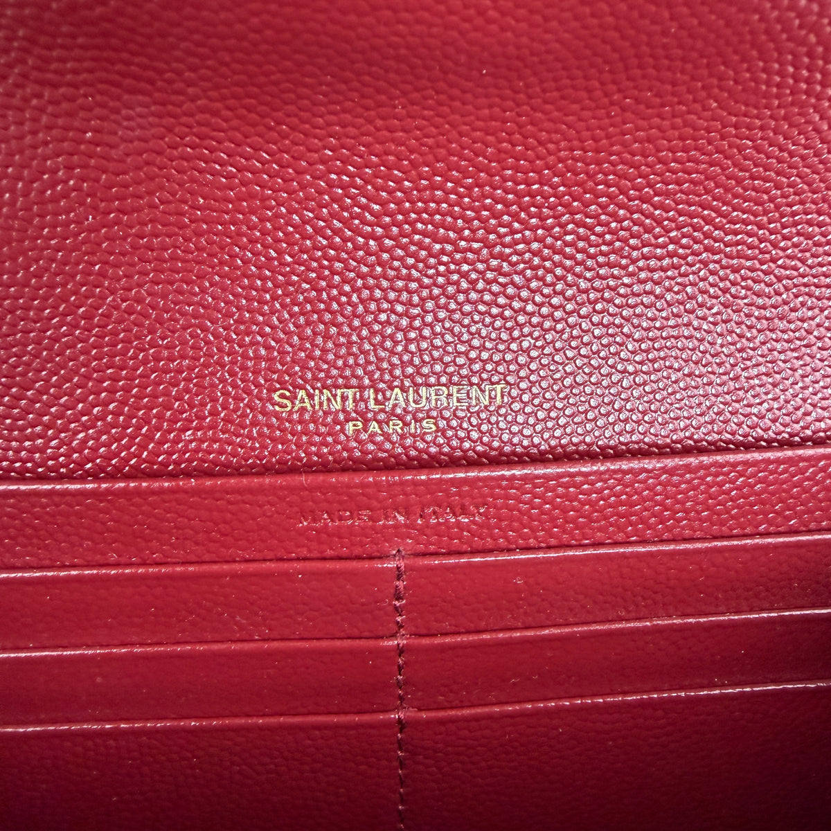 YSL Cassandre Chevron Flap Wallet Burgundy 2467