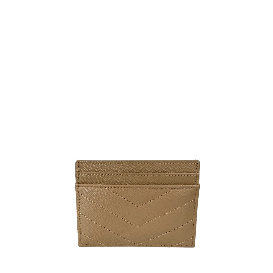 YSL Cassandre Cardholder Dark Beige