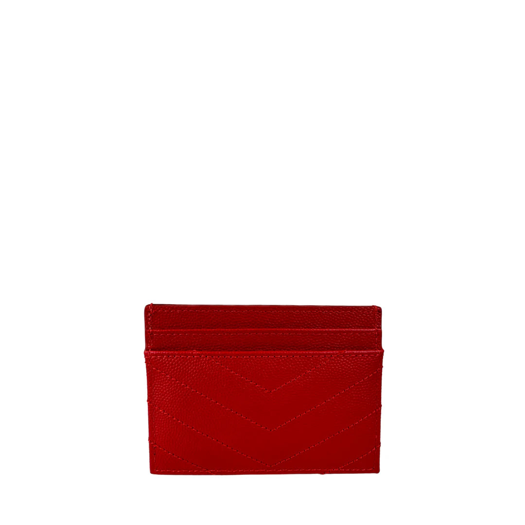 YSL Cassandre Cardholder Coral Red