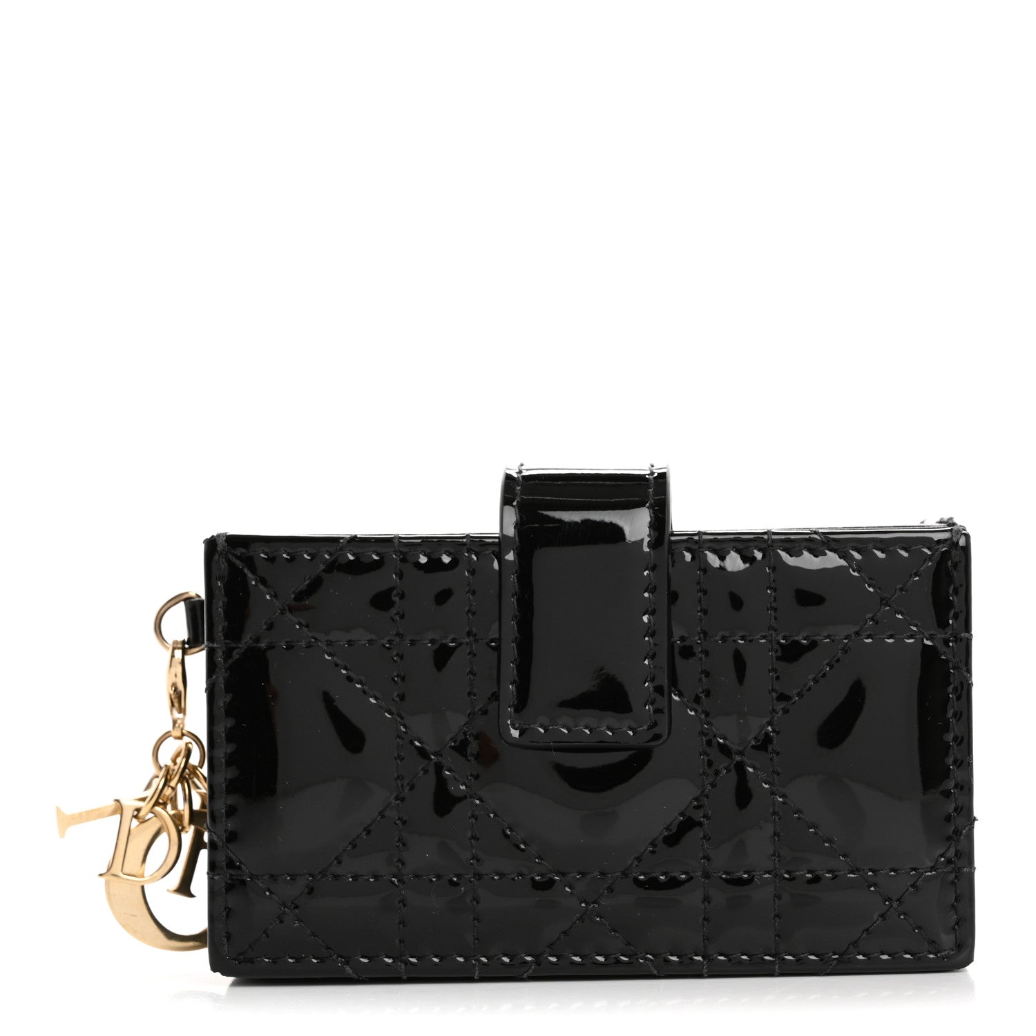 Dior Lady Dior Jasmine 5-Gusset Wallet Black Patent Cannage Leather