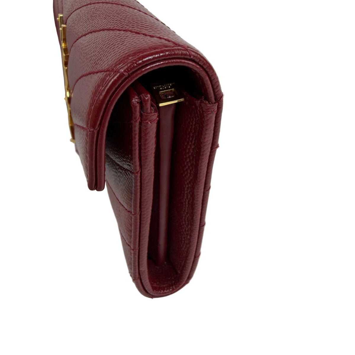 YSL Cassandre Chevron Flap Wallet Burgundy 2467