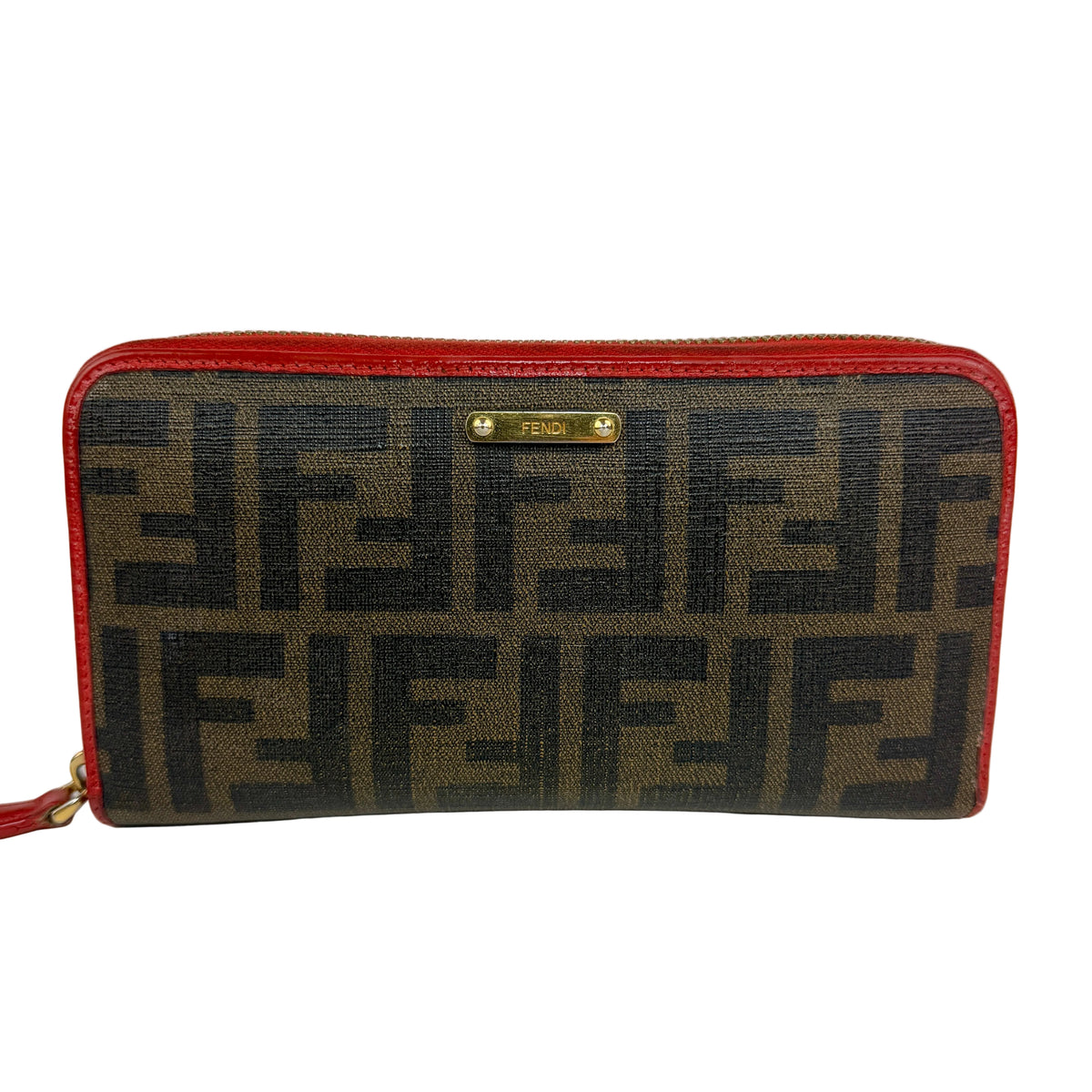 Fendi Zippy Wallet Coated Zucca Orange Red 3082