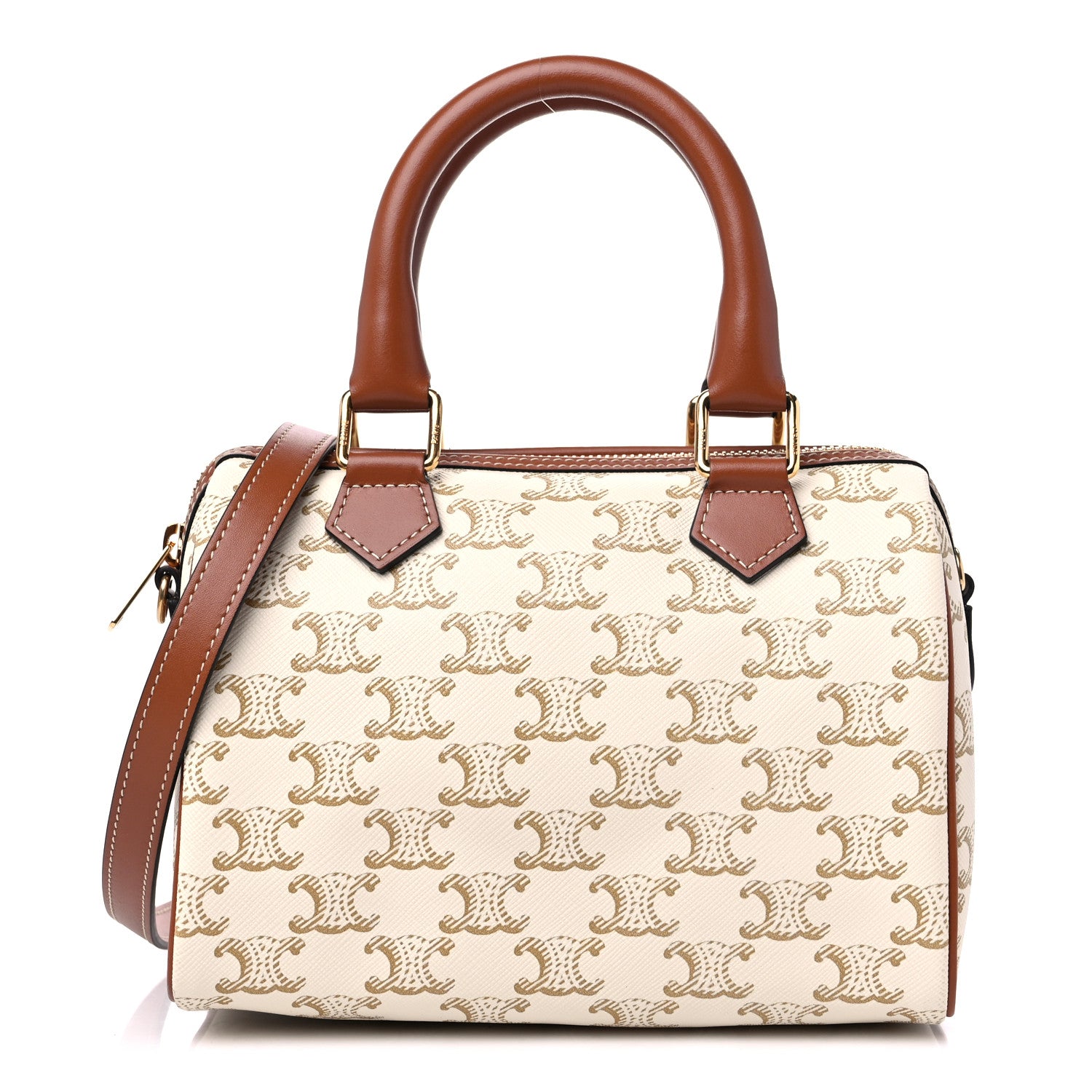 Celine Small Boston Bag White Triomphe