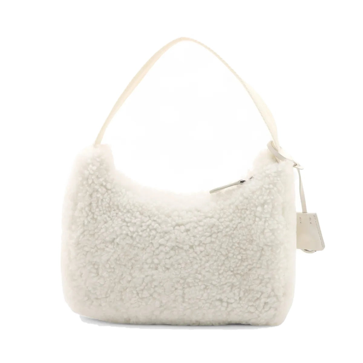 Prada Re-Edition 2000 Mini Shoulder Bag White Shearling 3476