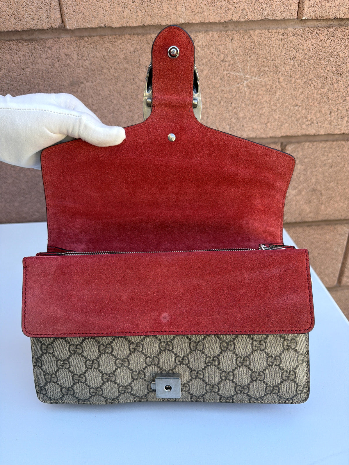Gucci Dionysus Medium Chain Shoulder Bag GG Supreme Red 3504