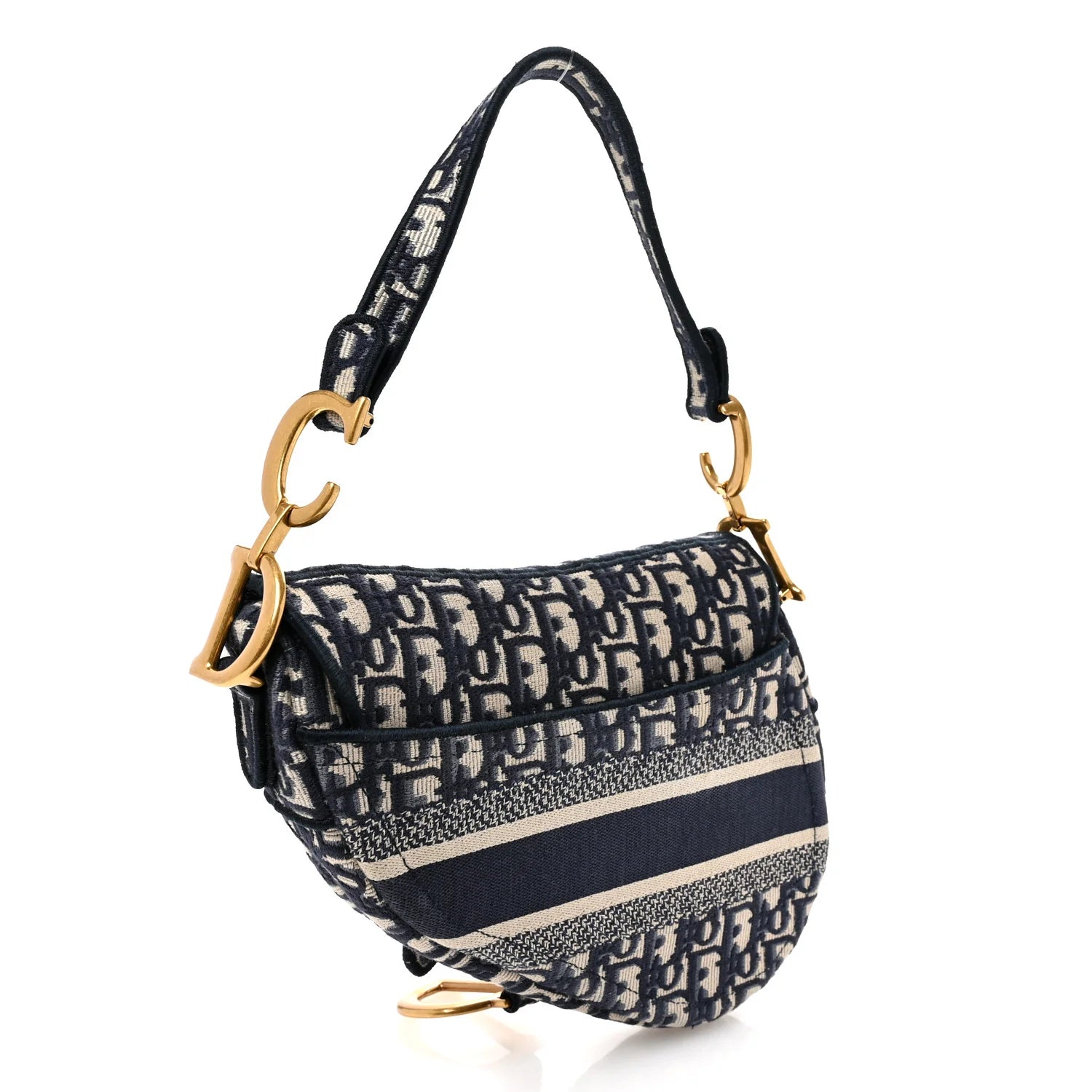 Dior Saddle Bag Navy Blue Oblique Embroidery