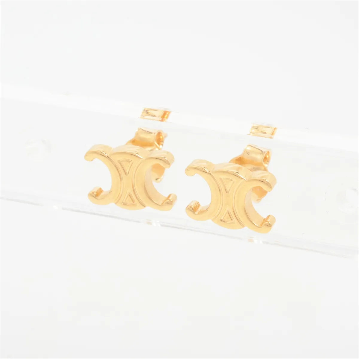 Celine Triomphe Earrings Pierced Gold Post (Full Set) 3240