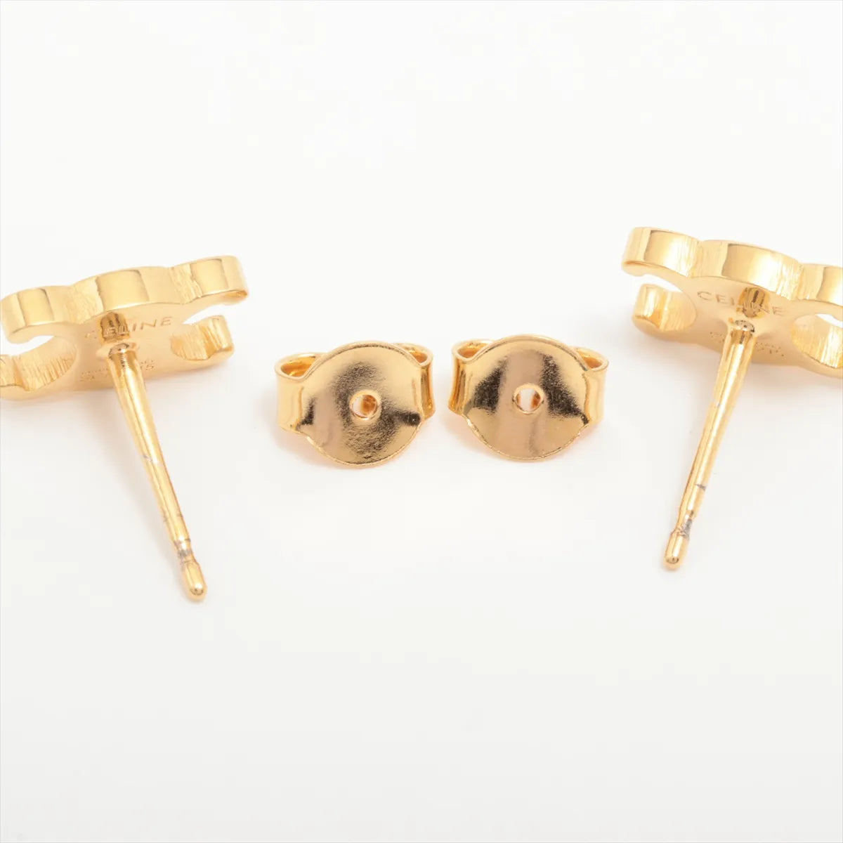 Celine Triomphe Earrings Pierced Gold Post (Full Set) 3240