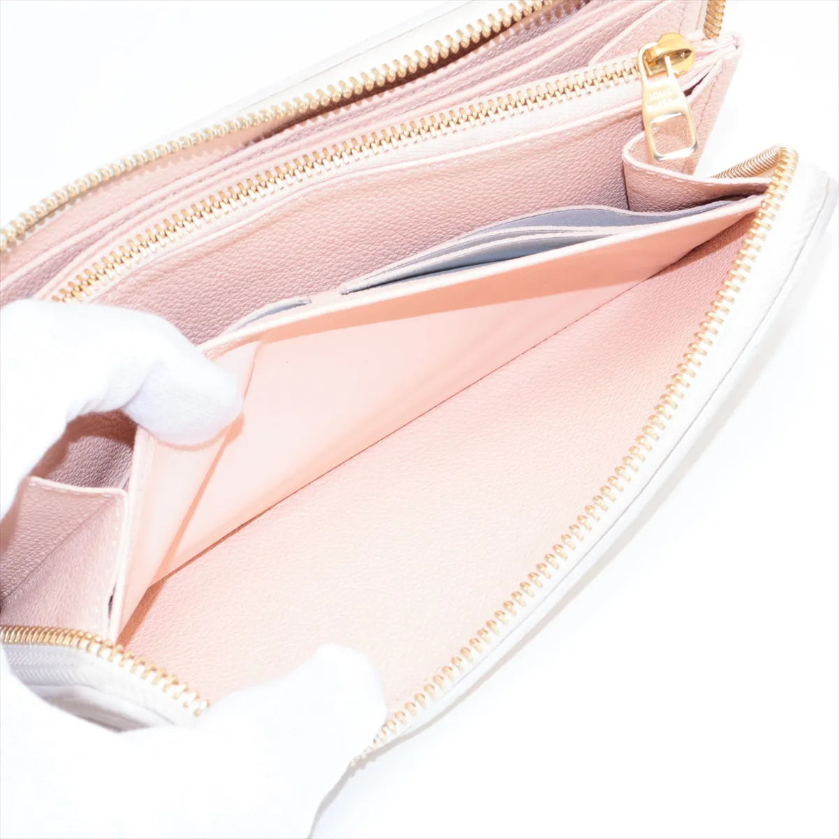 Louis Vuitton Bicolor Empreinte Zippy Wallet Monogram Beige Pink 3266