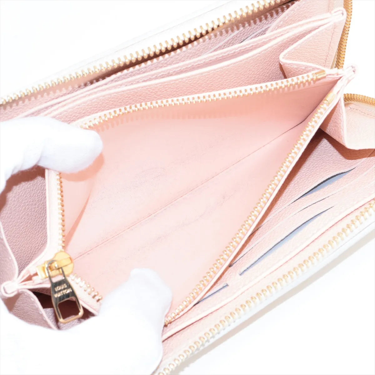 Louis Vuitton Bicolor Empreinte Zippy Wallet Monogram Beige Pink 3266