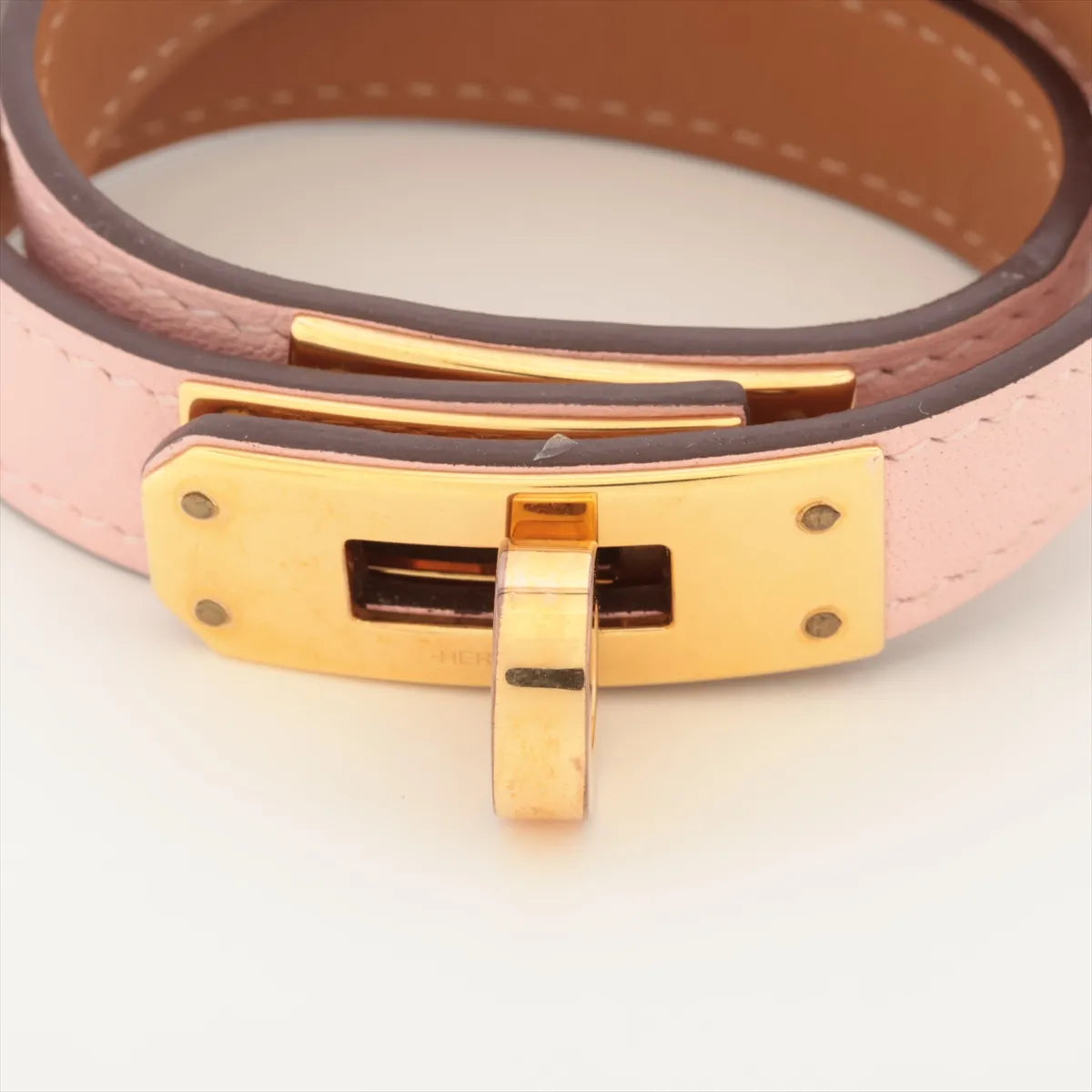 Hermes Kelly Double Tour Wrap Bracelet Pink Gold Toddler 3250
