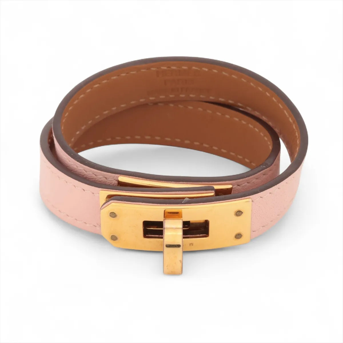 Hermes Kelly Double Tour Wrap Bracelet Pink Gold Toddler 3250