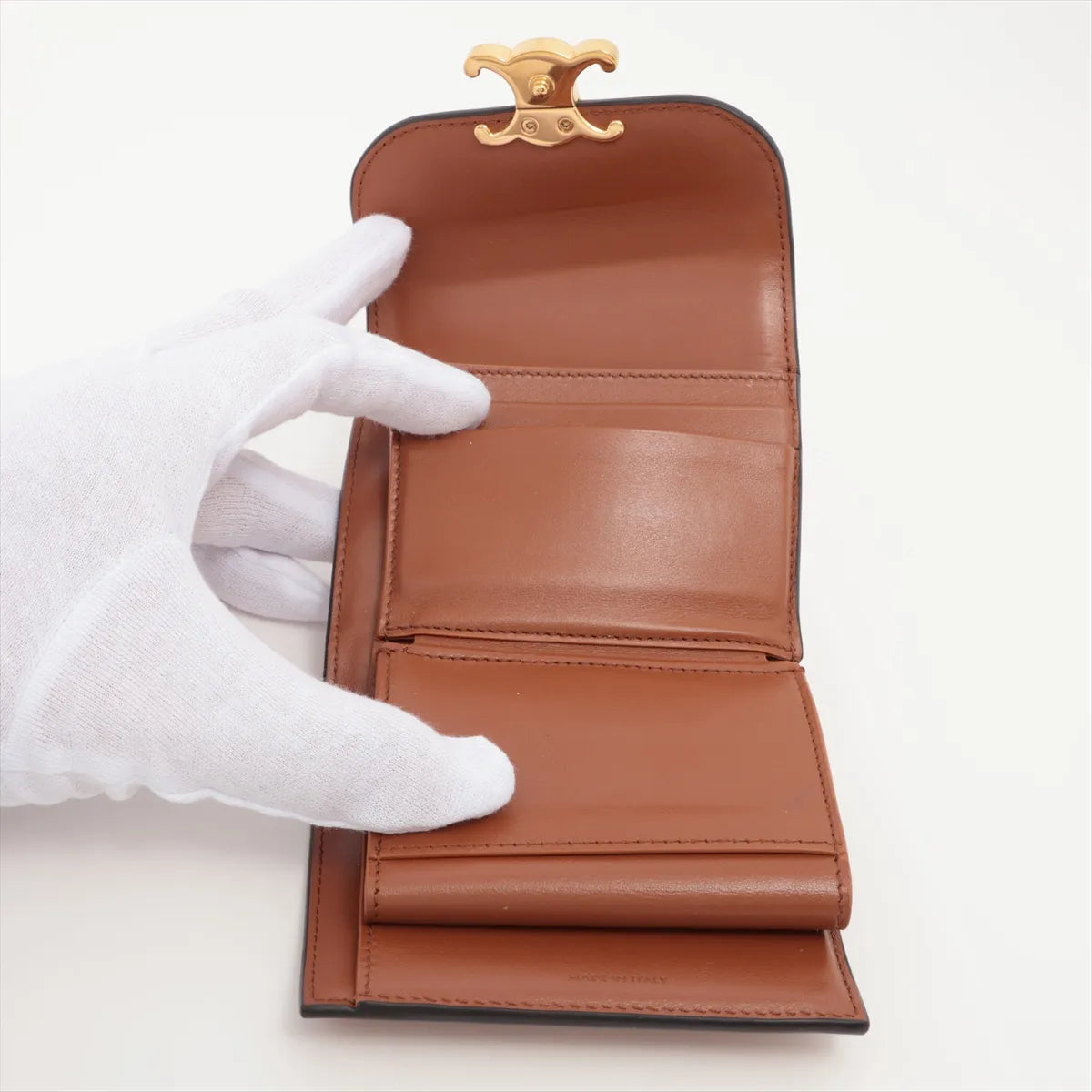 Celine Triomphe Small Compact Wallet Beige Canvas 3339