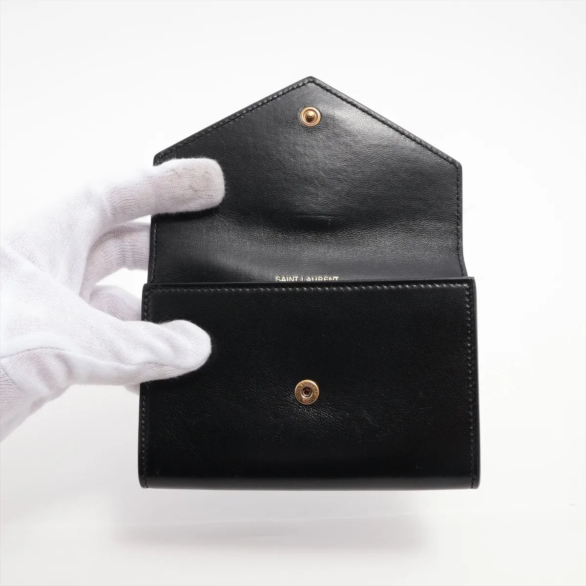 YSL Cassandra Envelope Leather Card Case Black 3345