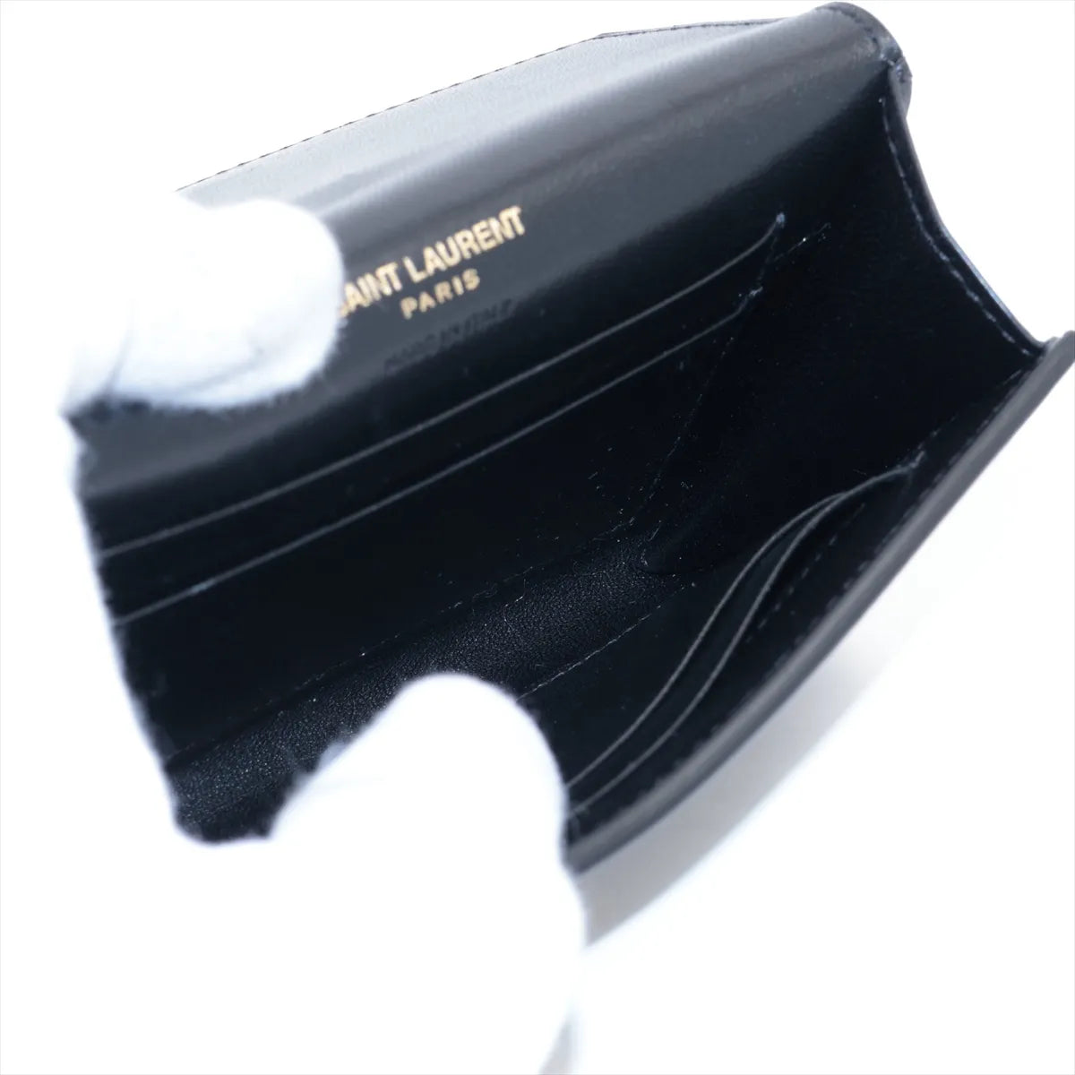 YSL Cassandra Envelope Leather Card Case Black 3345